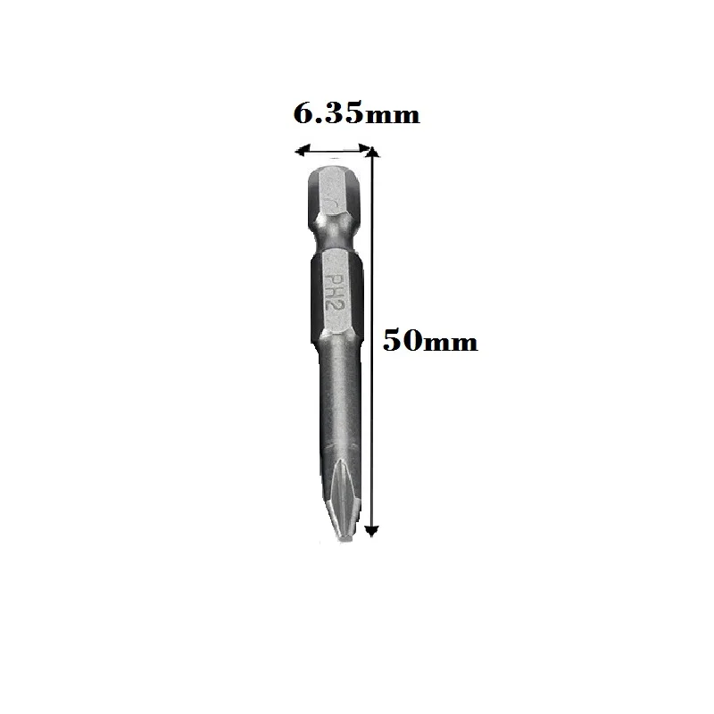 PH2 50mm 경도 마그네틱 크로스 헤드, 전동 드라이버 도구 액세서리 포함