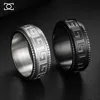 Titanium Steel Ring Decompression Anti-anxiety Rotating Ruyi Great Wall Pattern Fashion Couple Ring Jewelry 1