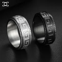 Titanium Steel Ring Decompression Anti-anxiety Rotating Ruyi Great Wall Pattern Fashion Couple Ring Jewelry 1