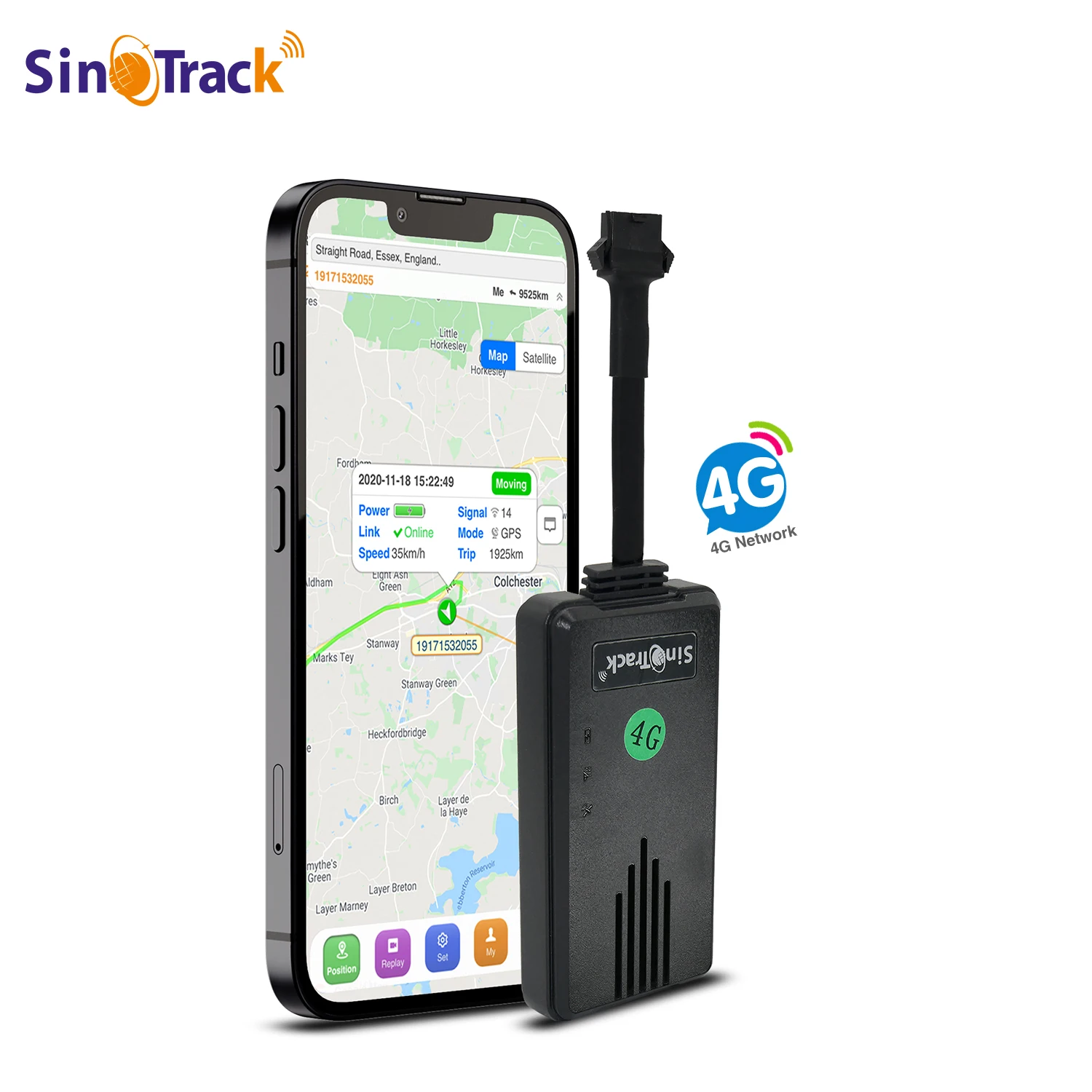 SinoTrack-rastreador GPS 4G para coche, dispositivo de seguimiento de vehículos y motocicletas, 4 pines, con aplicación gratuita de corte de energía de aceite, ST-906L