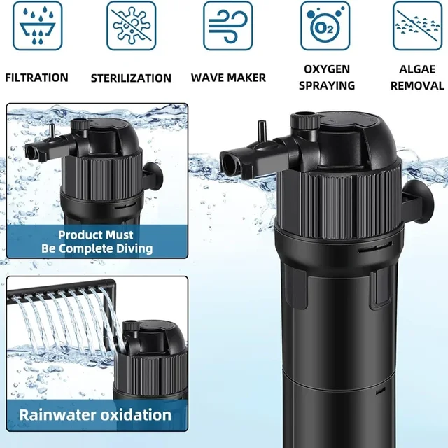 Aquarium UV Sterilizing Filter Fish Tank 5-In-1 Silent Water Pump Aquarium Multi-function Filter Fish Tank Cleaning 1