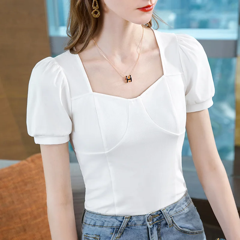 

HIgh Quality 2024 Women Tops Pure Color Design Spring Summer T- Shirt Female Clothing Sexy Crop Top Clothes Blouse Girl Y2k