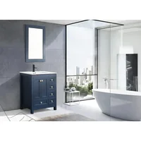 30" Bathroom Vanities Cabinet with Sink Combo Set, Undermount Ceramic Sink w/Thickened Wood, Matte Black Faucet, Painted Surface 1