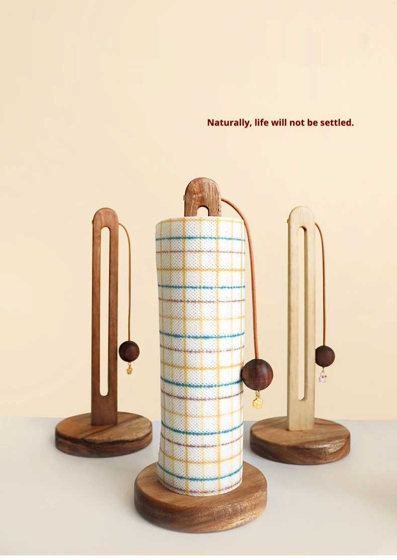 Description Picture 5 of itemWood Roll Paper Holder Toilet Napkin Stand Creative Towel Rack Household Tissue Organizer Hanger Bathroom Decoration Accessories