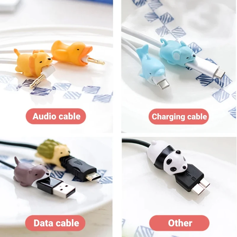 1 PCs Data Cable Protective Cover Cartoon Animal Creative Universal Data Cable Fixer Durable, Anti-breaking and Not Falling off 3
