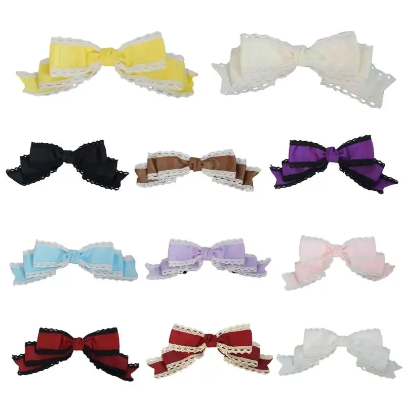 

Gothic Lace Bowknot Barrettes for Cosplay Party Bow Barrette Women Role Play Hair Clip Anime Maid Costume Headdress