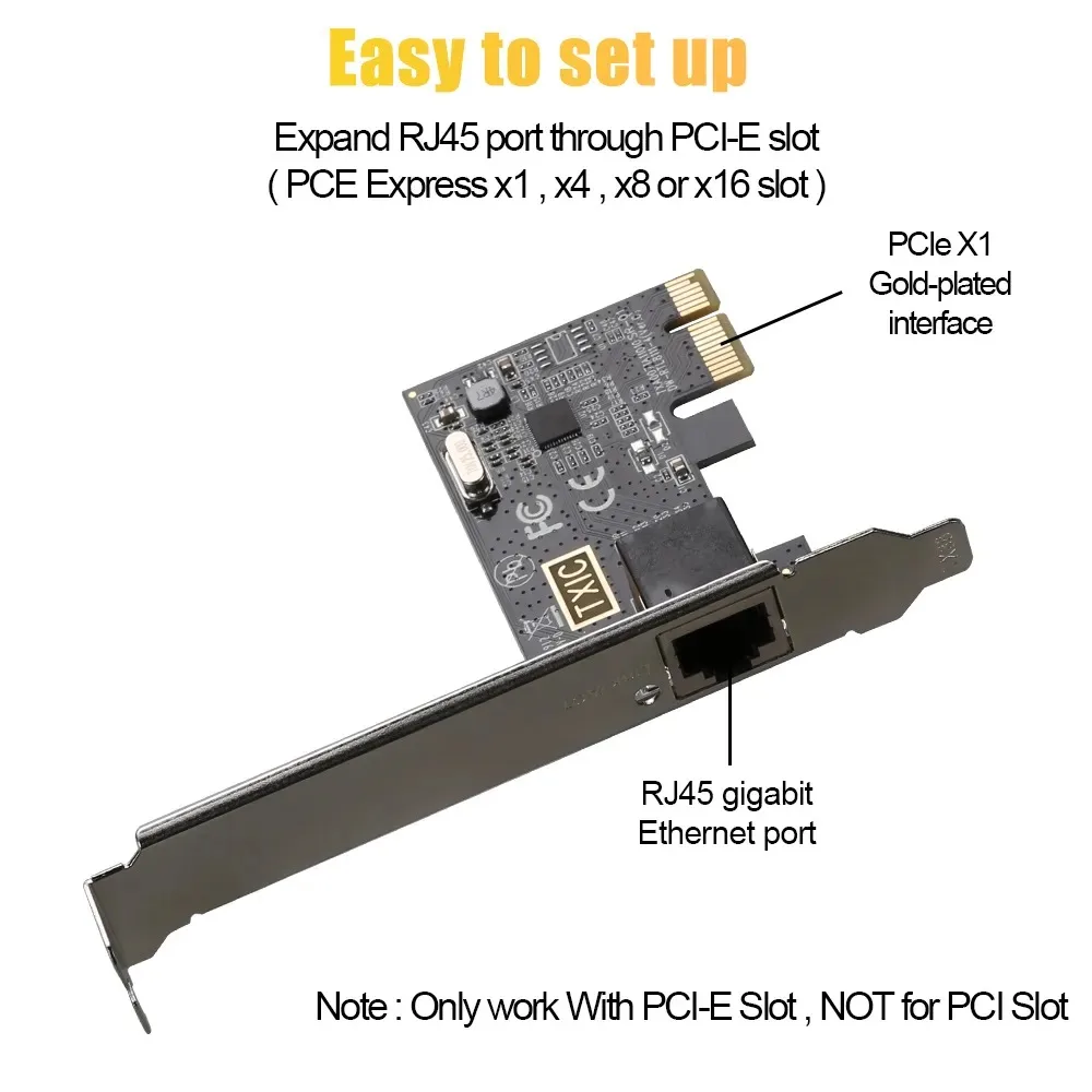 1G PCI-E To RJ45 Network Card RTL8111E Chip Gigabit Ethernet PCI Express Network Card 10/100/1000Mbps 1Gbps For PC