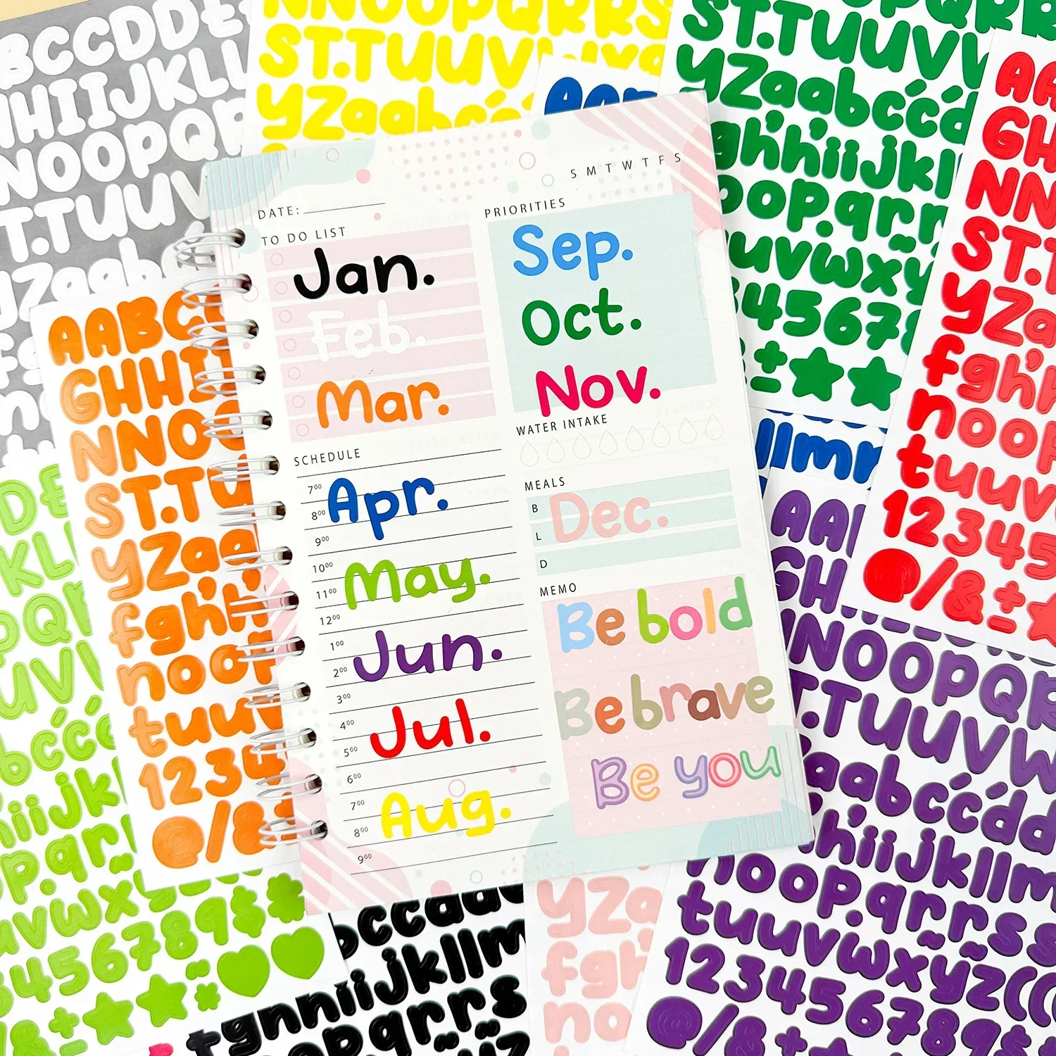 5 Sheets Letter Stickers Number Alphabet Sticker for Stationery Scrapbook Grad Cup Mug DIY Crafts Art Making