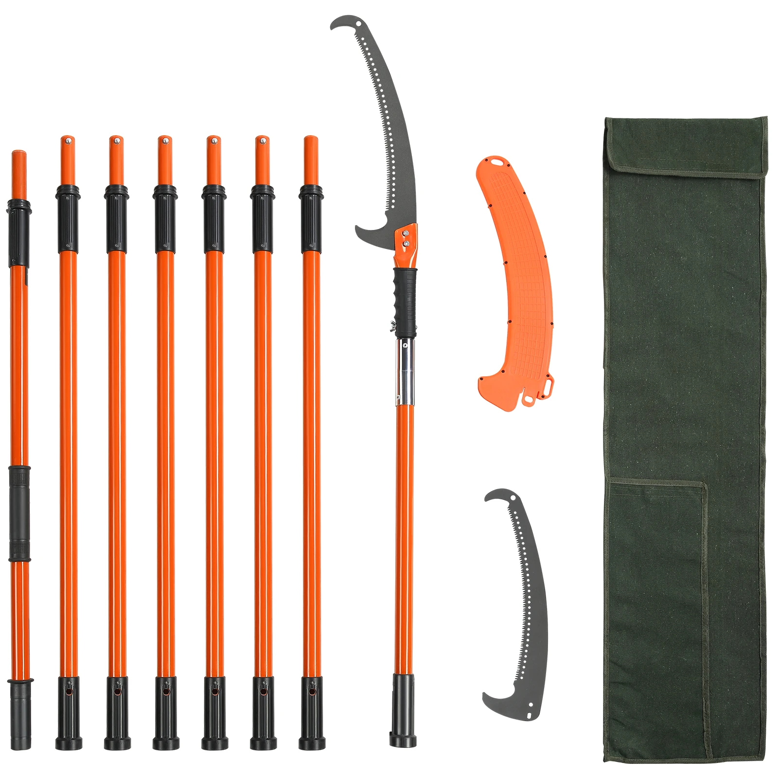 SucceBuy Manual Pole Saw Extendable Tree Pruner Sharp Steel Blade for Branches Trimming with Lightweight Aluminum Alloy Handle