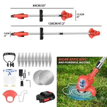 Electric Grass Trimmer Garden Bosch Lawn Heavy Duty Weed Strimmer Cutter with 2PCS 1.5Ah Battery and 2 Types Blades.