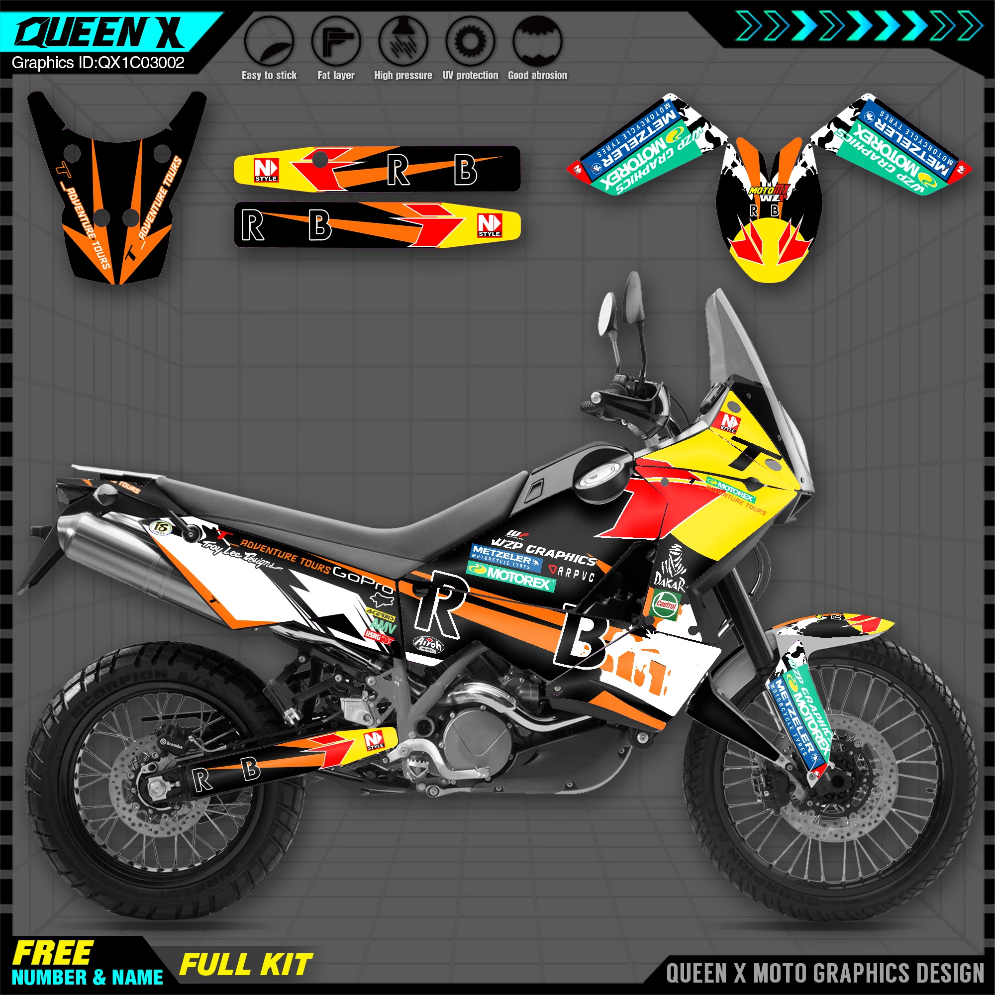 

QUEEN X Motor Custom Team Motorcycle Graphics Backgrounds Decals 3M Stickers Kit For KTM ADVENTURE ADV 990 2003-2014 2015 2016