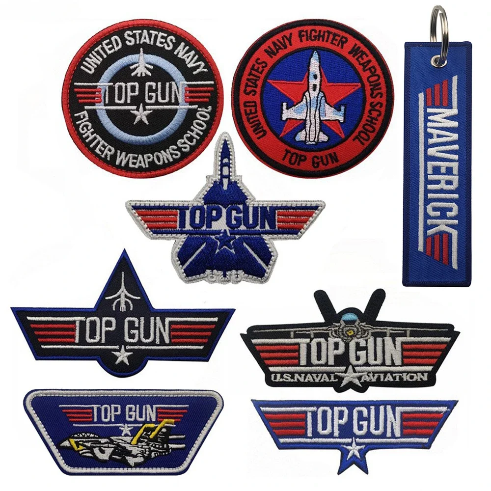 Top Gun Patch Flight Warcraft Ricamato Hook And Loop Patch Per Abbigliamento Armband Tactical Military Morale Badge Sullo Zaino