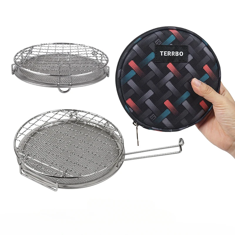 

Camping Mini Roaster Foldable Portable Stainless Steel Heat Resistance Food Grade Barbecue Gas Stove for Outdoor Camping Picnic