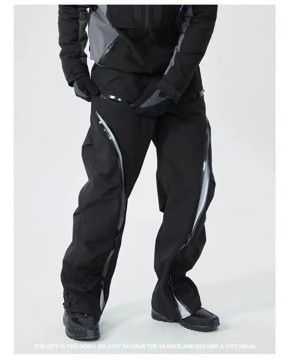 Silenstorm 24aw Outdoor straight leg soft shell pants integrated belt ykk zippers contrast color mesh techwear gorpcore