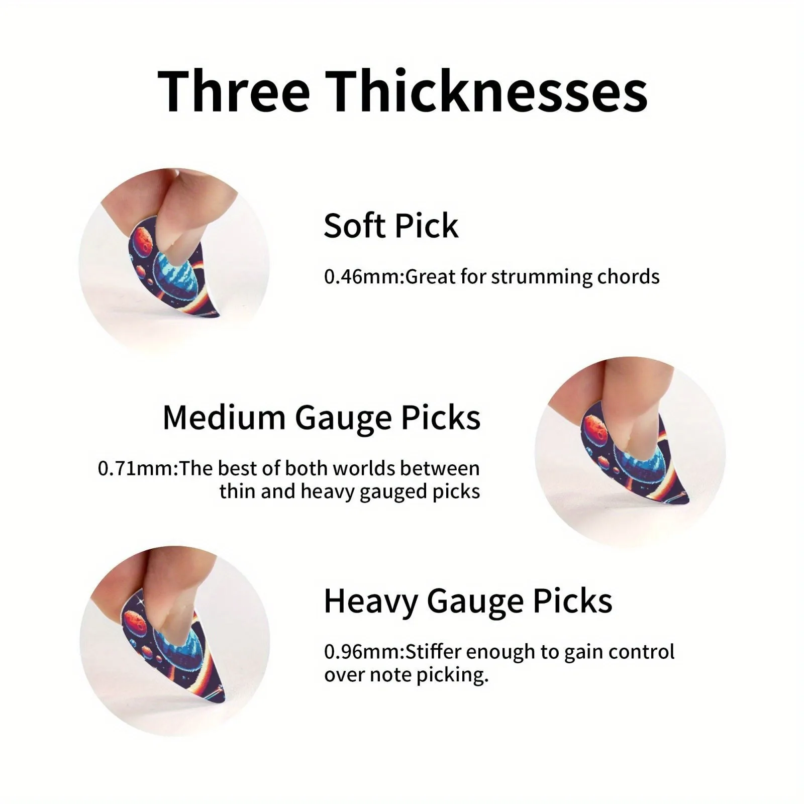 0.71/1.0Mm 12PCS Guitar Picks Premium ABS Material Smooth Finish Dual-Sided Color Printing PP Storage Box