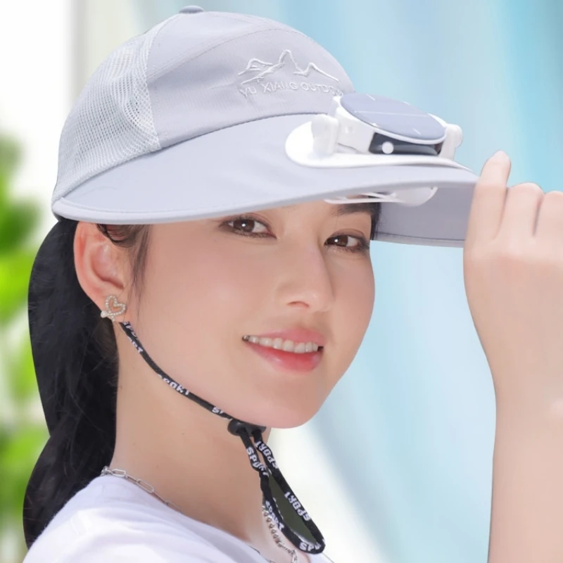 Fishing Fan Hat Solar Charging Hat with Fan Summer Outdoor Sun Shading Hat for Work Men Women
