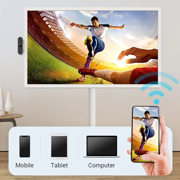 Portable 24 27 and 32 Inch Touch Screen Smart TV with Android 12 OS Rechargeable Display for Home Business and Gaming
