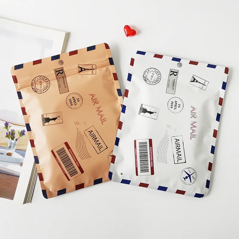 500 Teile/los Weiß Braun Aluminiumfolie Reißverschluss Verpackungsbeutel Wiederverschließbare Socken Unterwäsche Verpackung Geschenkbeutel – Detail 2