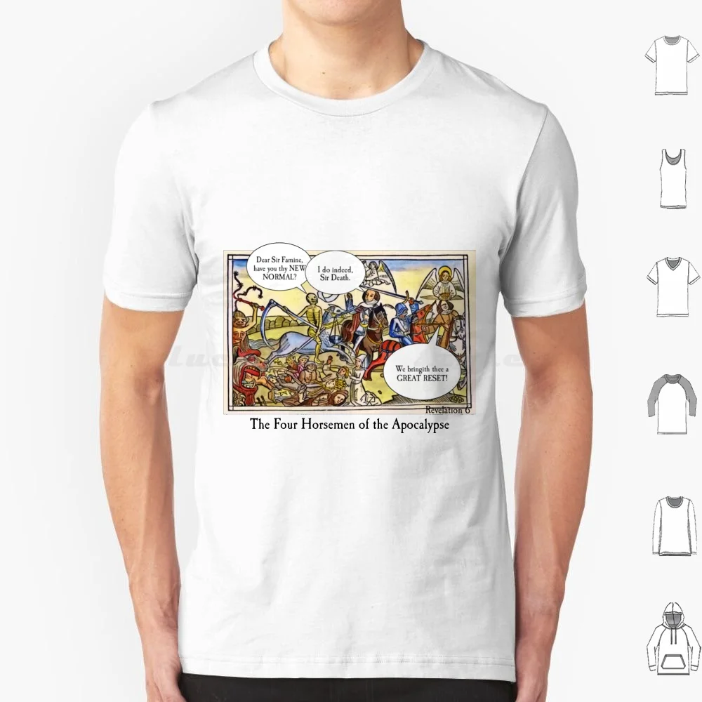 Quattro Dell'Apocalypse Great Reset T Shirt Cotton Uomo Donna Stampa Fai Da Te Four Apocalypse Horse Great Reset Apocalittico Knight King