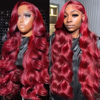 99j Burgundy 13x6 HD Lace Frontal Human Hair Wigs Wine Red Colored Brazilian Body Wave 13x4 Lace Front Wigs Human Hair On Sale 1