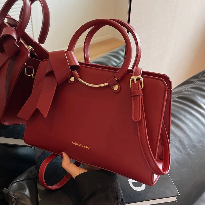 

high-end feeling women's new tote large capacity red shoulder bag