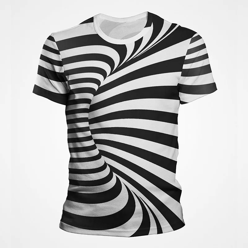 

Abstract Artistic Illusion Black White Optical Illusion Art Graphic Men T Shirt 3D Harajuku Printed Short Sleeves For Women Tops