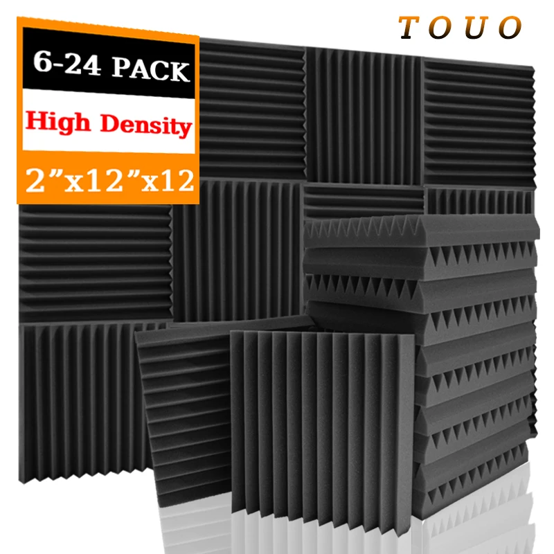 Touo Acoustic Studio Foam 6/12/24 Pcs Pannelli A Parete In Spugna Insonorizzata Registrazione Materiale Fonoassorbente Isolamento Acustico A Soffitto