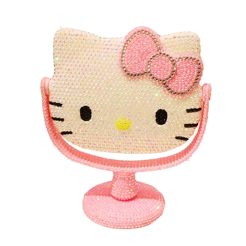 Kawaii sanrio feminino hello kitty espelho mesa banheiro maquiagem mirro  vaidade menina spa salão de beleza pente de cabelo conjunto 360 ° rotação  natal - AliExpress