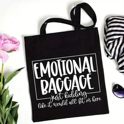 Stylish Canvas Tote Bag with 'Emotional Baggage' Print - Spacious and Durable (1)