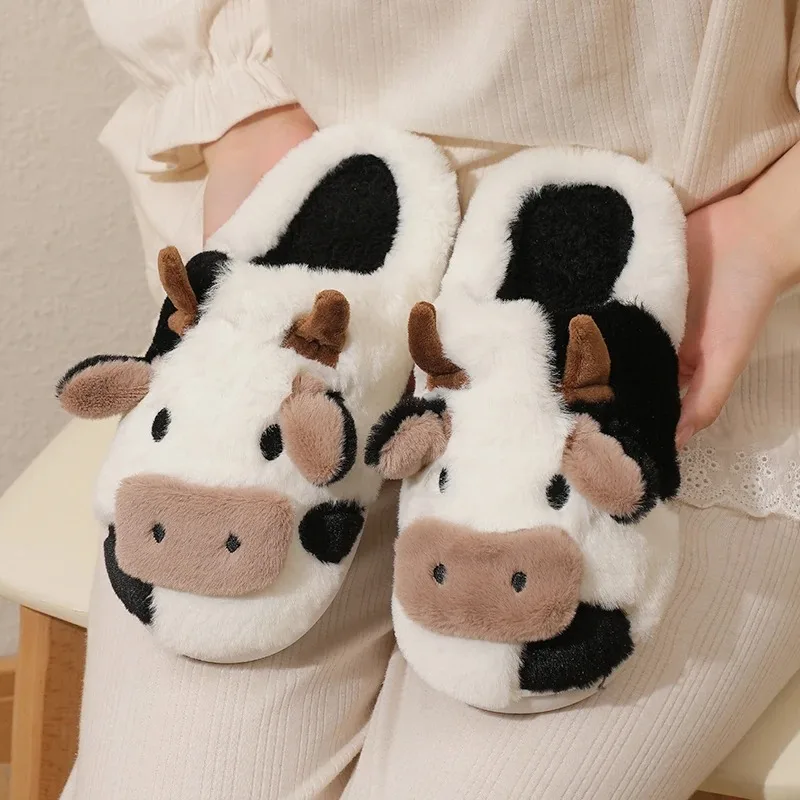 Plush Slippers Winter Unisex Cartoon Cow