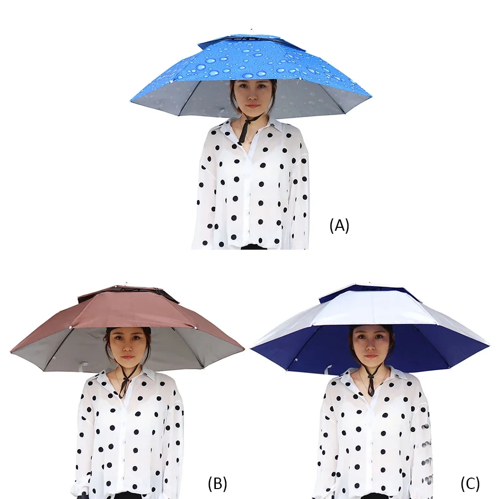 55/65/69/77/95cm Outdoor Fishing Caps Rain Umbrella Hat Foldable Fishing Sunshade Headwear Cap Waterproof Camping Beach Sun Hat sun hats,fisherman hat,umbrella hat,fishing hats,rain umbrella hat