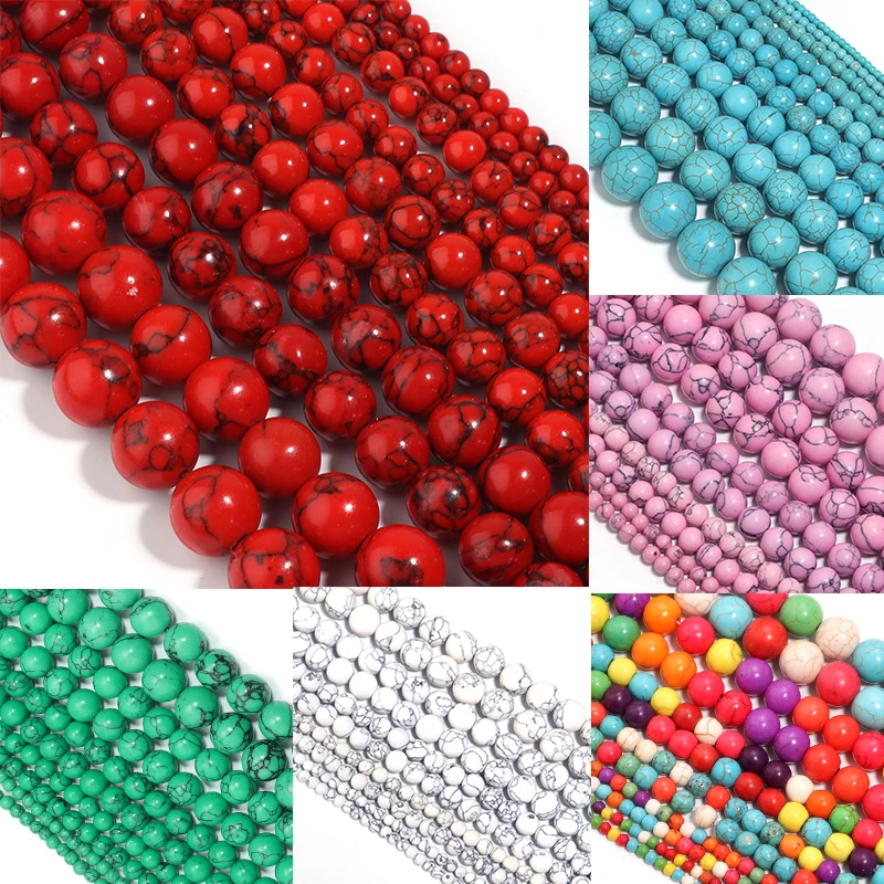 24-140 teile/los 4 6 8 10 12 14 16mm Naturstein Perlen Bunte Türkis Perlen Runde lose Perlen Für Schmuck Machen DIY Armband