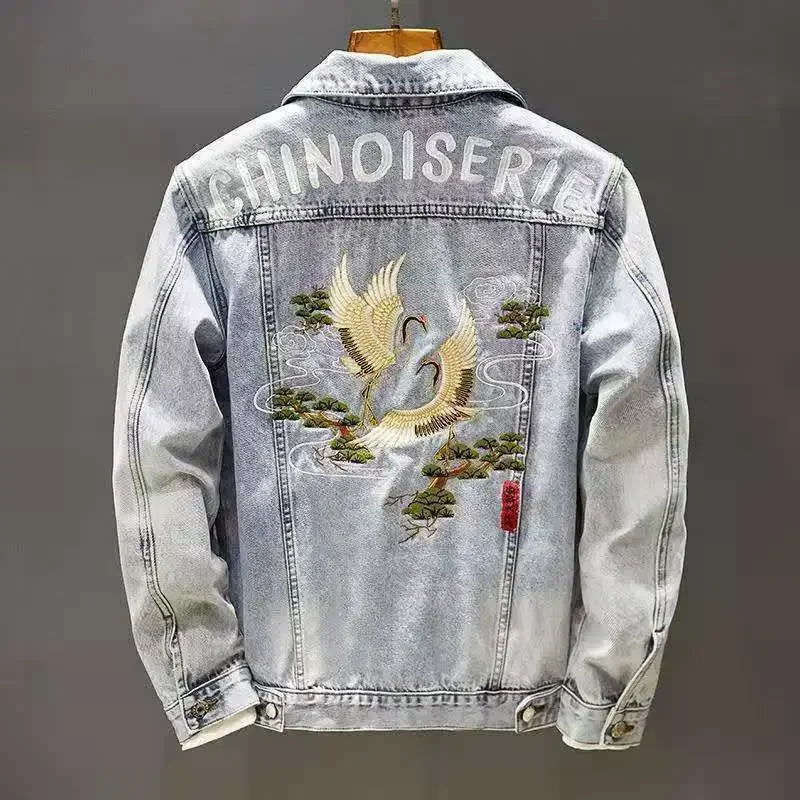 thumbnail image 1 of Abrigo vaquero para hombre, chaqueta vaquera con botones, holgado, con agujeros, rasgado, estilo rockero, de Corea, nuevo, al precio más bajo, ropa de hombre de moda desgastada, 1 of 5