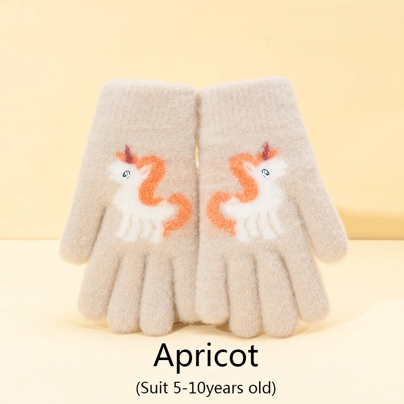 Cartoon Unicorn Cute Baby Warm Winter Children's Gloves Full Finger Boys Girls Mittens Gloves 5-10Years Old winter gloves baby mittens