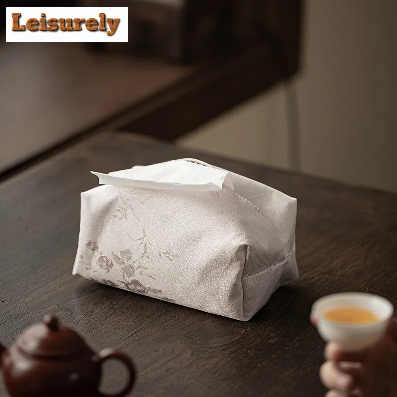 Chinese Style Ribbed Fabric Tissue Box Paper Container Dispenser Case Wet Wipes Case Paper Drawer Toilette Napkin Storage Craft