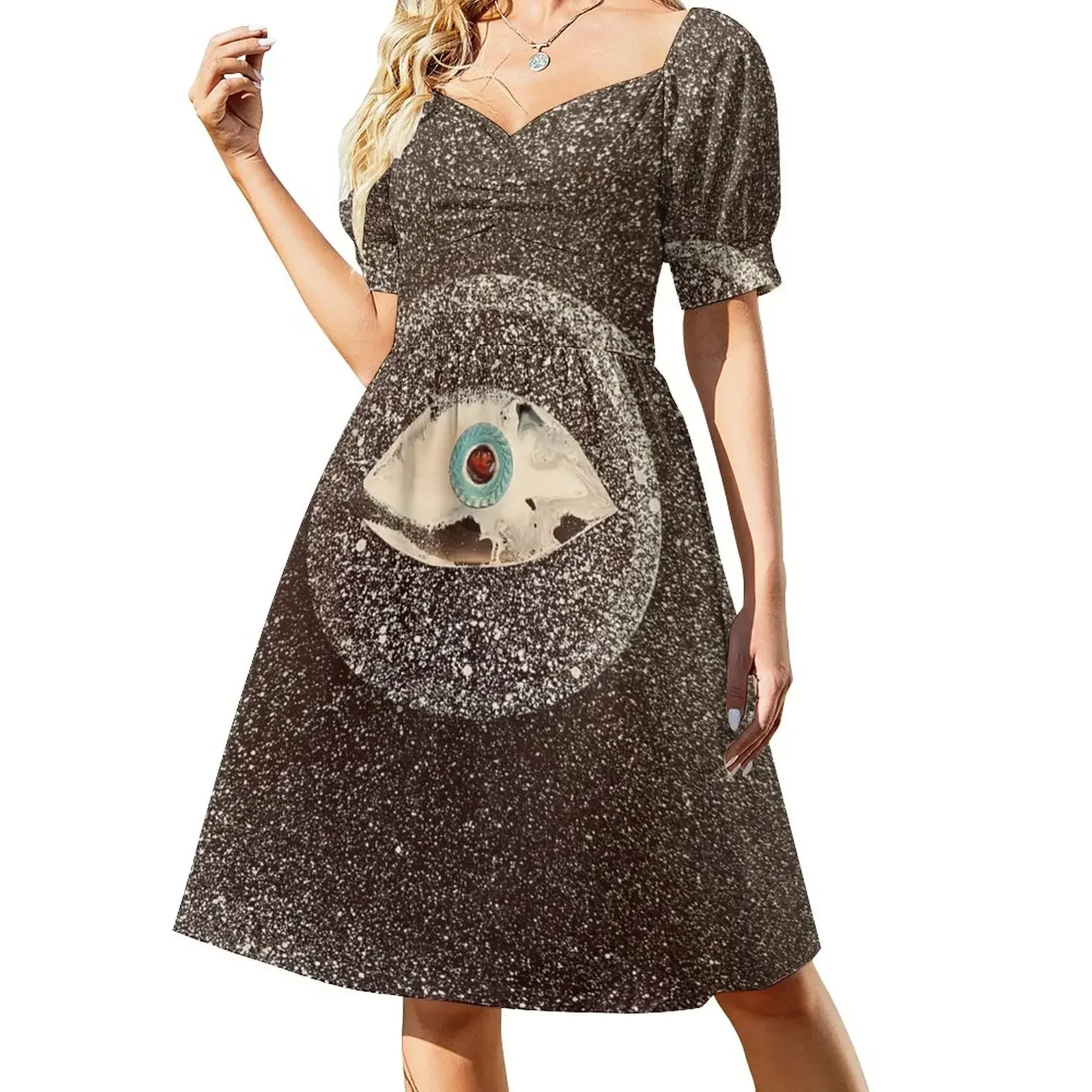 thumbnail image 1 of Vestido de manga corta Clear Vision, ropa de mujer, vestido de noche elegante y chic de verano., 1 of 7