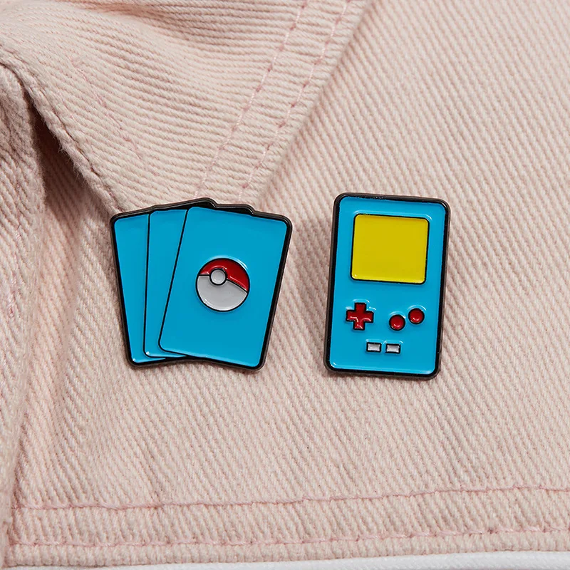 Cartoon Game Series Enamel Brooch Pins Shield Pixel Mask Shooting Sword Wave Electric Drill Elf Anime Badge Jewelry Friend Gift