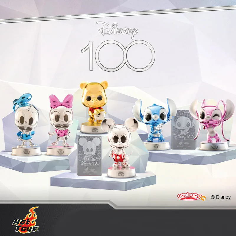 

2023 New Disney Stitch Action Figure 100th Anniversary Series Donald Duck Mickey Electroplated Color Version Cosbaby Toy Gift