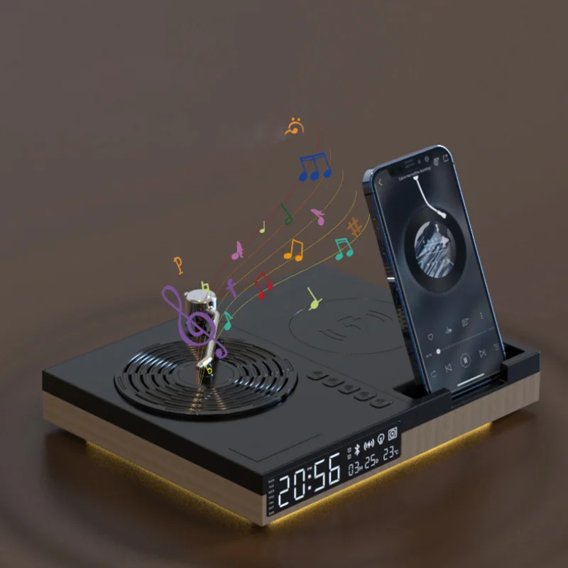 레트로 클래식 축음기 CD 플레이어, 가정용 휴대용 다기능 블루투스 오디오 지지대, 휴대폰 무선 충전