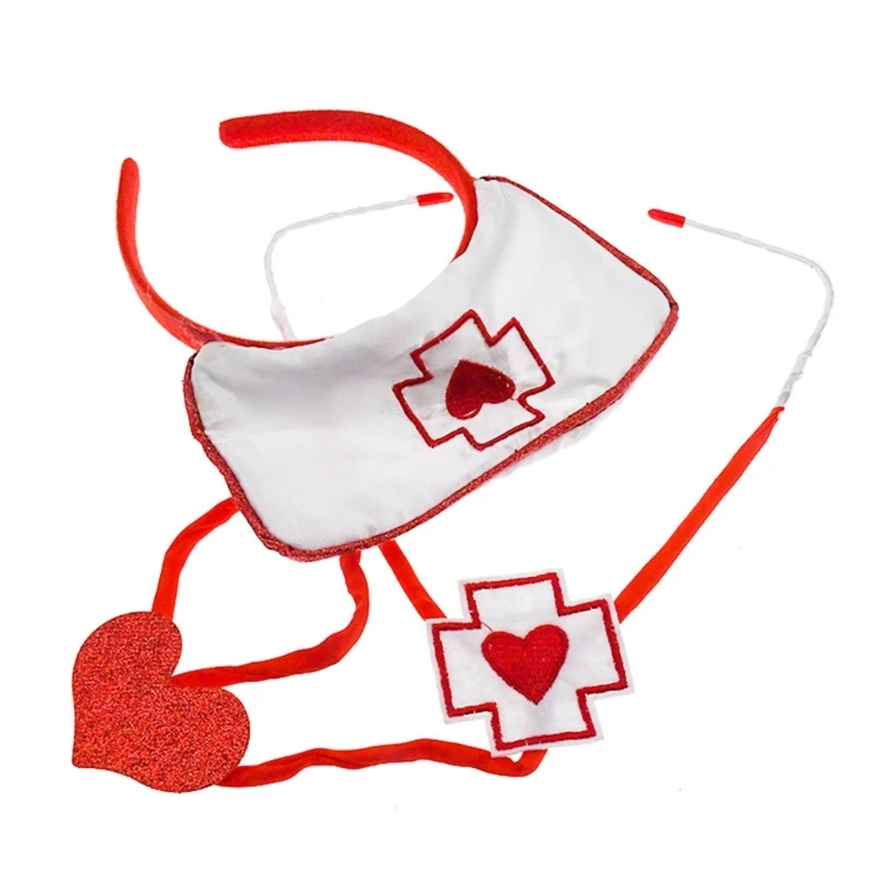 

Nurse Apron Headband and Stethoscope Kits Nurse Cosplay Costume for Women