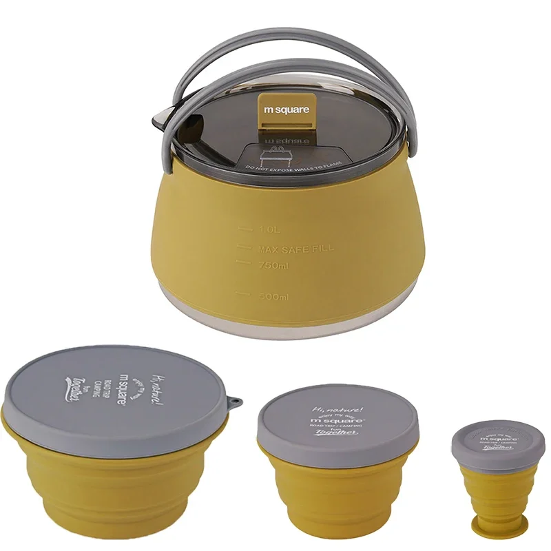 Bollitore Pieghevole In Silicone Campo Portatile Campeggio Fuoco Aperto Caffè Tè Cassetta Fornello Campeggio All'Aperto Escursionismo Backpacking Pot