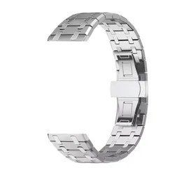 Luxury Stainless Steel Watch Band - Premium Metal Bracelet Strap - 22mm Width Band (Silver)