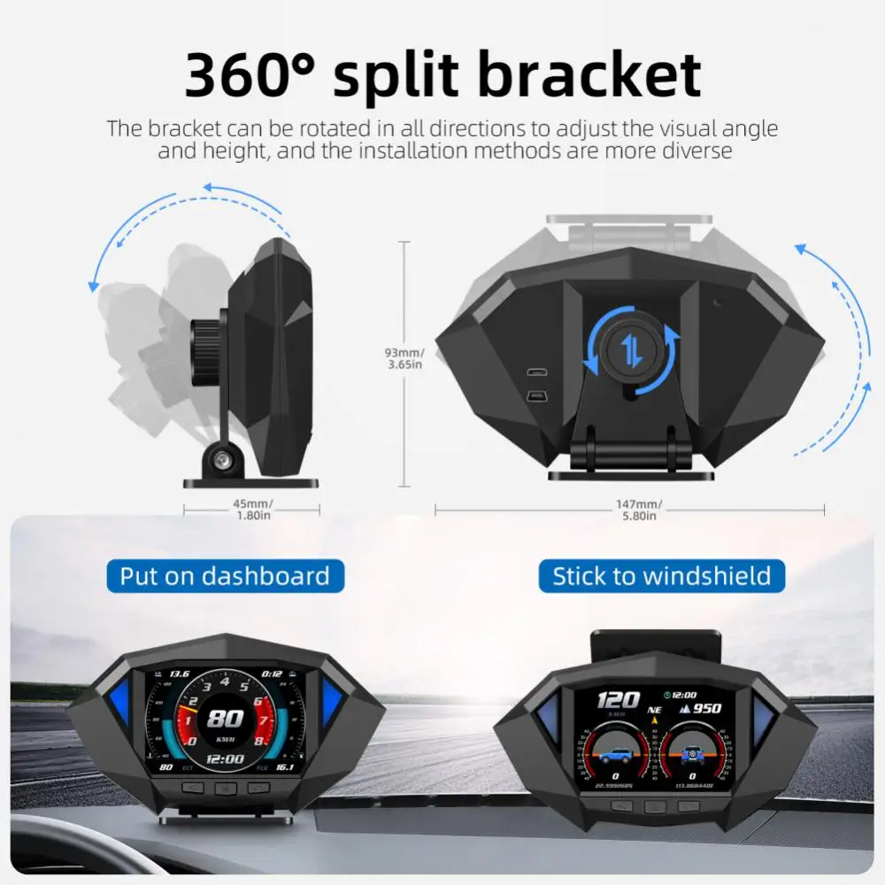 ڵ HUD ÷ OBD2 GPS  ý  ӵ    ÷, ڵ  , 3.5 ġ ׷̵