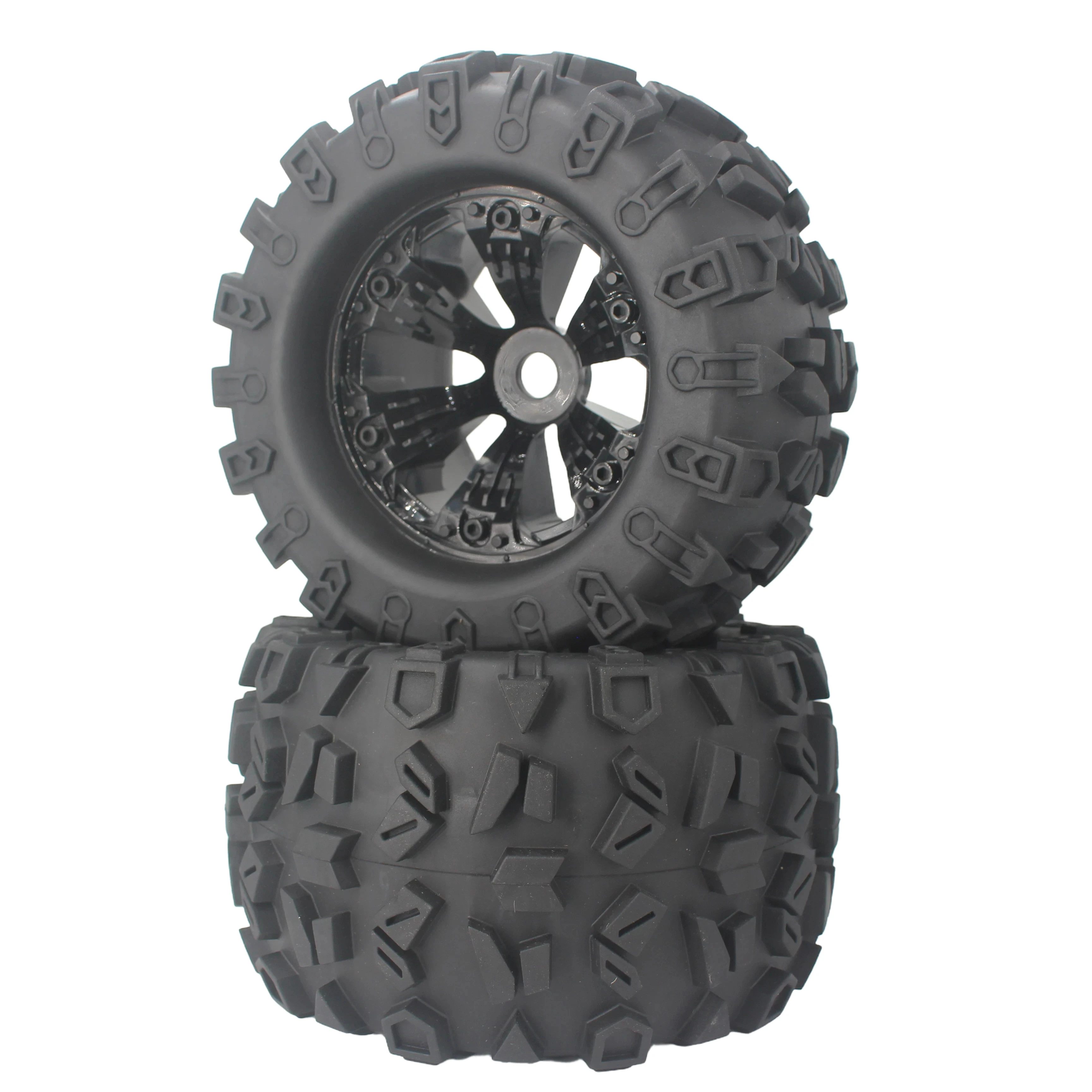 Jeu de 4 pneus RC Monster 1/8 170mm collés jante nylon