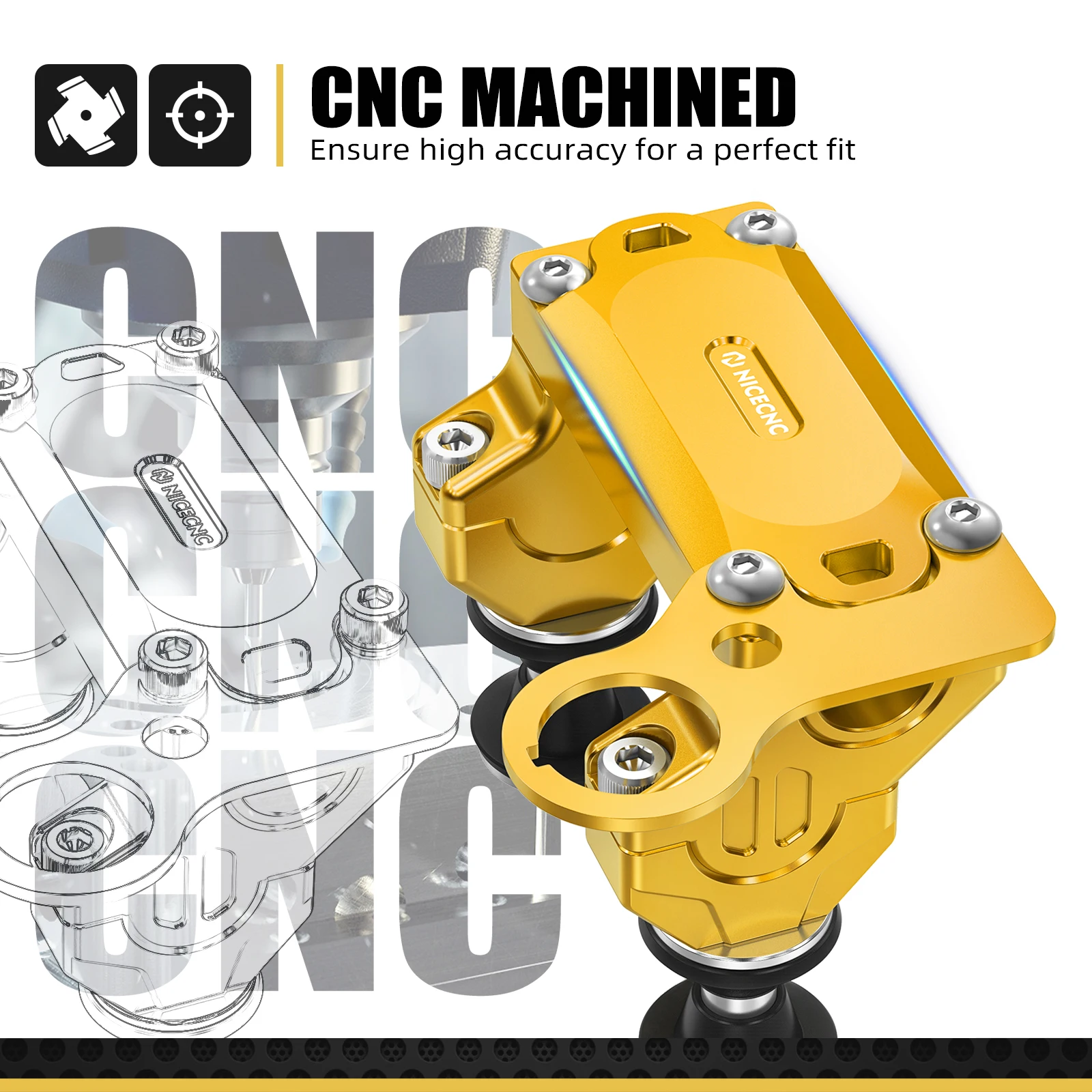 NICECNC Für Suzuki DRZ400SM 2005-2024 2023 2022 2021 2020 Motorrad Offset Lenker Riser Mount Clamp Kit Aluminium DR-Z 400SM – Detail 9