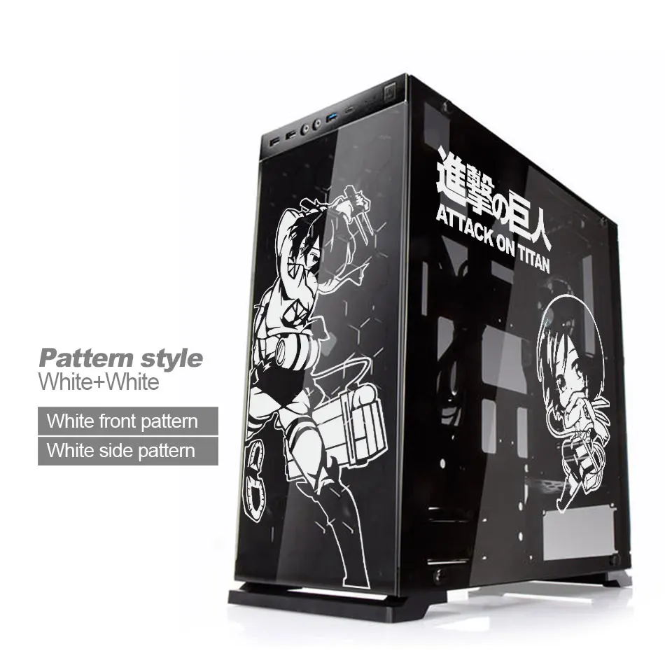 Levi Ackerman Anime Stickers for PC Case,Personaliy Cartoon Decor Vinyl Decals for Atx Computer Chassis Skin,Waterproof