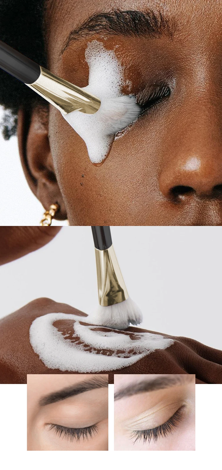 Gollee Eyelash 100ml Foam Cleaner for Clean Lashes Non-Irritating with Soft Brush Shampoo Eye Extension Clean Gentle Makeup Tool