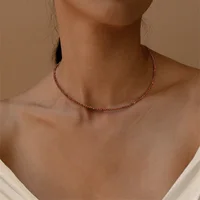 Colliers minimalistes en Lapis Lazuli, petites perles, à la mode, en pierre naturelle, Unakites, Labradorites, ras du cou, cadeaux de Yoga pour femmes 6