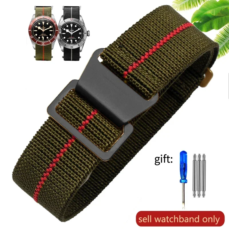 Vintage-Style French Parachute Elastic Nylon Watch Strap – Universal Men's Smartwatch Wristband (Classic 60s Inspired Design)