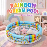 Piscine gonflable 1 pièce, baignoire licorne arc-en-ciel, piscine à balles portable pour jeux aquatiques d'été en extérieur pour tout-petits 1